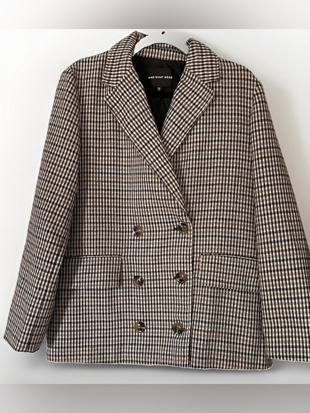 Who What Wear Plaid Double-Breasted Coat Size M
